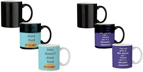 Motivate Box India Ceramic Joey Doesn't Share Food and Chandler Bing Quote Magic Mugs, 11 Ounce, Multicolor, 2 Piece