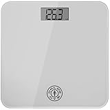 Gold’s Gym Digital Tempered Glass Bathroom Body Weight Scale Highly Accurate LBS or KG, up to 400 Pounds Non Slip, Portable, Silver