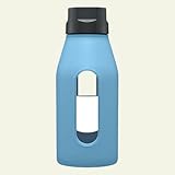 Takeya 12 oz Glass Water Bottle with Silicone Sleeve, Cobalt Blue (12 oz)
