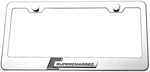 Supercharged 3d Chrome Emblem License Plate Frame Chrome New