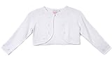 Little Girls Sweater Style Knit Cotton Bolero Pearl Jacket White Size L (8-10)