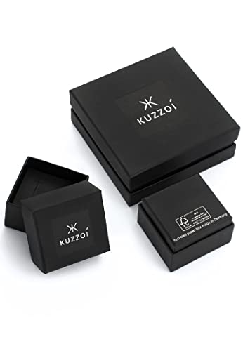 Kuzzoi Men's Signet Ring Octagon with Black Enamel in Solid 925 Sterling Silver, 10 mm Wide, Classic Silver Ring for Men, Polished in Size 60-66, 0610882720
