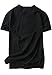GARSEBO Men Linen and Cotton V Neck Short Sleeve T Shirts Casual Tee Black