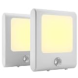 MAZ-TEK Plug in Motion Sensor Lights with Adjustable Brightness,Warm White Motion Activated Led Night Light for Hallway, Stair, Corridor, Kitchen, Living Room, Garage, Basement, Utility Room,2 Pack