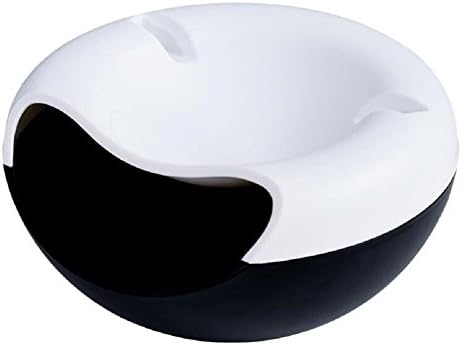 Aipinmei Double Face Smiling Fruit Dish Circular Plastic Lazy Double Deck Snacks Food Storage Boxes Melon Seeds Plate (White and Black)
