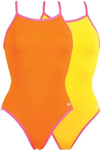 Dolfin Solid Polyester Rev. Cross Back Female Orange/Yellow 30