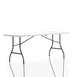 COSCO Fold-in-Half Banquet Table w/Handle, 6ft, White