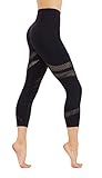 CodeFit Yoga Power Flex Dry-Fit Latest Fade Dye Active Capri With Mesh Compression Pants Workout Leggings (S USA 2-4, CFD25-Black (fade))