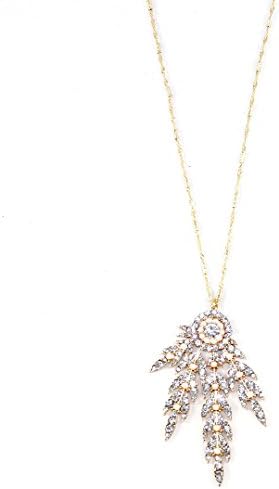 1920's Great Gatsby Inspired Crystal Leaf Necklace (Gold)