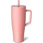 BrüMate Era 40 oz Tumbler with Handle and Straw | 100% Leakproof Insulated Water Bottle Tumbler with Lid and Flexible SoftSip Straw | Made of Stainless Steel | Cup Holder Friendly | 40oz (Guava)