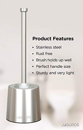 JAGURDS Toilet Brush with Holder Stainless Steel Bowl Cleaner - Perfect for Cleaning and Scrubbing Bathroom Floors and Accessories