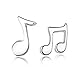 Creazy® High Quality 2015 New Arrival Fashion Cute Lovely Musical Note 925 Sterling Silver Stud Earrings for Women Girls Earring Jewelry