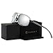 SUNGAIT Ultra Lightweight Rectangular Polarized Sunglasses Silver Mirror Lens
