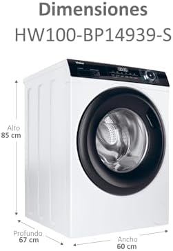 I-Pro Series 3 HW100-BP14939-S - Lavadora Carga Frontal 10KG, Función Vapor, Motor Inverter, Tratamiento Antibacterias, 1400 RPM, Fin Diferido, Detector Automático de KG, 15 Programas, Blanco