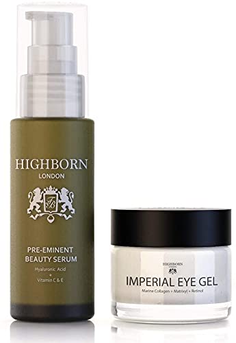 HighBorn London Revive and Defy Starter Kit - Pre-Eminent Beauty Serum & Imperial Eye Gel for Dark Circles, Puffy Eyes & Wrinkles w/Plant Collagen
