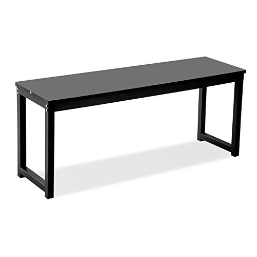 Dining Room Table Set, 3 Pieces Farmhouse Kitchen Table Set with Two Benches, Metal Frame and MDF Board, Modern Furniture for Home, Cafeteria, Apartment and Farm House (Black) - Thumbnail 4