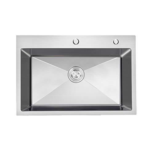 JYHW Küche 304 Edelstahl-Drahtziehen Eindickung Einzelnes Waschbecken Sink Sink 58 × 43cm