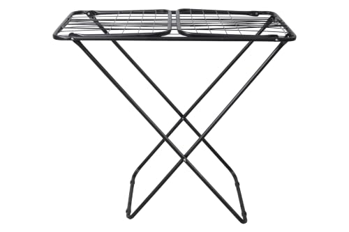 Maxeb Varal de Chão Dobrável com 4 Abas Laterais, Aço Reforçado, Pintura Epóxi Preto, Compacto, Suporta até 20 kg