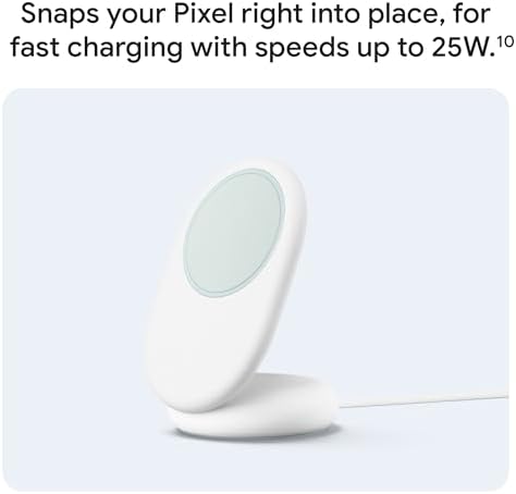 Pixelsnap-Ladegerät mit Standhalterung – Kabelloses 25-W-Qi2-Ladegerät und Standhalterung (Made by Google)