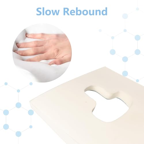 Anti-Bedsore Cushion, Memory Foam & Gel Seat Cushion with T-Shaped Opening, Triangular Slope Design for Tailbone & Sciatica Pain Relief, Anti-Slip, for Wheelchair, Office & Home Use
