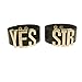 Coolcoco Adjustable Luxury Gold Letter Black Leather Yes Sir Bracelet for Women Girls Kids Prime Cosplay Accessory (2 Pieces/Set)