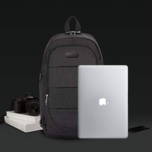 Travel Laptop Backpack, Anti Theft Business Waterproof Laptop Backpack with USB Charging Port and Headphone Interface fits Under 15.6" Laptop, for College Student Work Men & Women