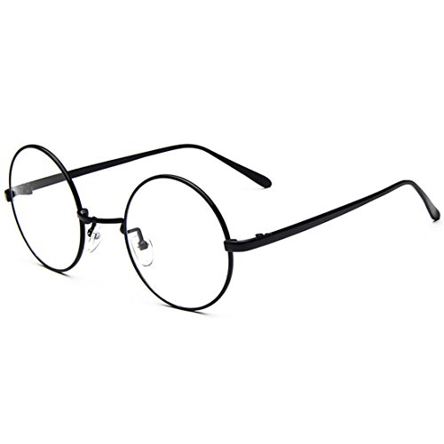 D.King Oversized Vintage Round Retro Large Metal Frame Clear Lens Eyeglasses Black - Thumbnail 5