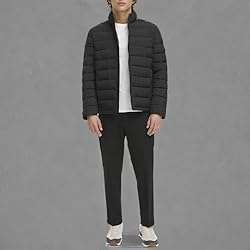 DKNY Men's Light-Weight Quilted Stand Collar Puffer
