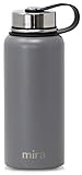 MIRA 32 oz Stainless Steel Vacuum Insulated Wide Mouth Water Bottle | Thermos Keeps Cold for 24 hours, Hot for 12 hours | Double Wall Powder Coated Travel Flask | Smoke Gray
