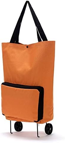 Large Capacity Thickened Canvas Lightweight Foldable Shopping Trolley Wheel Bag Solid Color Traval Cart Luggage Bag