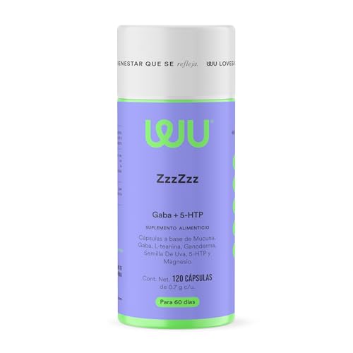 WU Nutrition ZzzZzz | Capsulas para Dormir y Relajación | Sueño Reparador con GABA Magnesio, Hongo Reishi 5-HTP, Manzanilla | Suplemento Premium | Apoyo al Descanso Nocturno | 120 Cápsulas | 2 meses de consumo