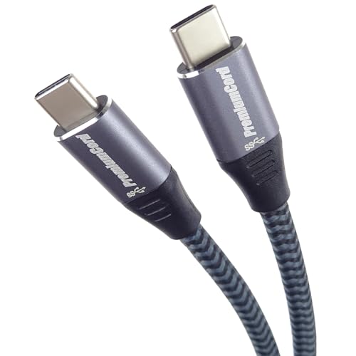 PremiumCord USB-C 3.2 Gen 1 Connection Cable, Data Cable SuperSpeed up to 5 Gbit/s, Charging Cable up to 2 A, USB 3.2 Generation 1 Type C Plug, Length 0.5 m, Grey
