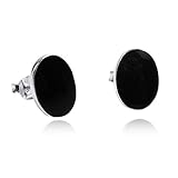 Classy Oval Simulated Black Onyx .925 Sterling Silver Post Earrings