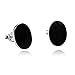 Classy Oval Reconstructed Black Onyx .925 Sterling Silver Push Back Post Earrings
