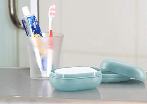 Bligli Soap Dish, Soap Case with Lid,Soap Bar Holder for Shower, Bathroom and Kitchen Sinks, 2 Pack (Green)