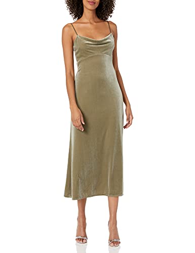 Saba Velvet Cowl Neck Midi Slip Dress Sage at Amazon