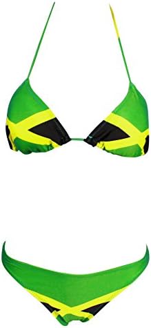 ecolore Women's Fashion Caribbean Jamaica Flag Bikini Swimsuit Swimwear