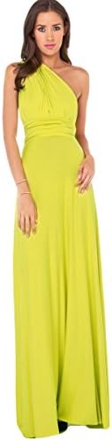 Lovely Pair Womens Solid Bridesmaid Multi Way Maxi Dress (Medium, Lime)