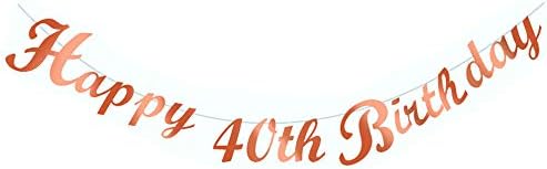 Rzctukltd Happy Birthday Bunting Banner 18/21st/30/40/50/60 Party Decor (Rose Gold, 40th)