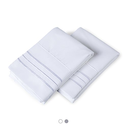 Balichun 300 Thread Count 100% Long Staple Cotton Pillowcases Set of 2 Ultra Soft Luxury Hotel Quality (Queen, White)