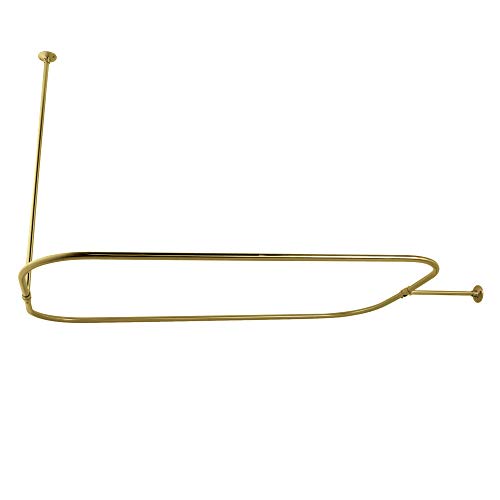 Kingston CC3157 Rectangular Shower Curtain Rod, Brushed Brass