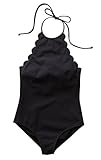 Creabygirls Womens Sexy Slim Fit Halter Bikini Backless Swimsuits Swimwear (Small, Black)