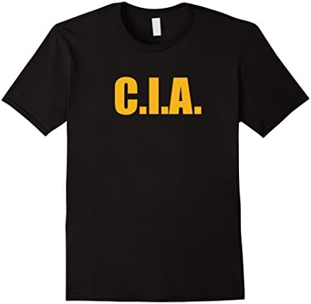Mens CIA Agent Funny Halloween Costume Navy Gold Tee Shirt Medium Black