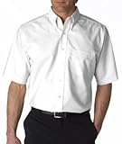 UltraClub Men's Classic Wrinkle-Free Short-Sleeve Oxford (White) (XLarge)