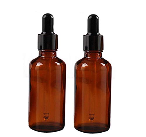 4PCS 50ml (2 oz) Amber Glass Empty Refillable Essential Oil Bottle Vial Container Jars With Eye Dropper For Incense Oil Dispensing