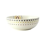 Rachael Ray Circles and Dots Stoneware 10-Inch Round Serving Bowl, White