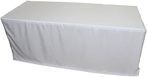 FantasyDeco 8 ft. Fitted Rectangular Polyester Tablecloth, White, 30x96-inch