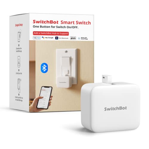 Interrupteur Intelligent Bluetooth - Petit Robot d'Interrupteur avec APP Contrôle et Minuteur Programmable, Ajouter SwitchBot Hub pour le Rendre Compatible avec Alexa et Google Home (Blanc)