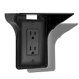 Power Perch Single Wall Outlet Shelf. Home Wall Shelf Organizer for Outlets. Perfect for Bathroom, Kitchen, Bedrooms with Cord Management and Easy Installation. Black 2-Pack