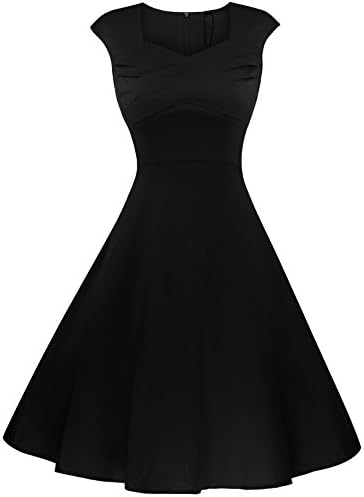 Qlassic Women's Sexy Sleeveless Retro Vintage Cocktail Swing Dress Party Dress